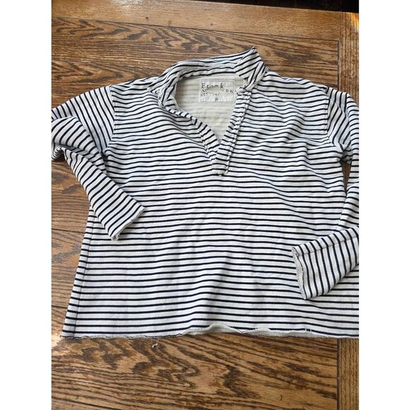 Frank & Eileen Patrick Popover Henley in White & British Royal Navy Triple Fleec - Picture 2 of 7